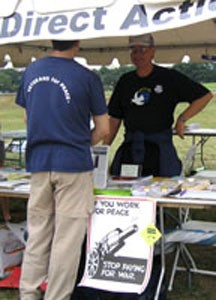Information table at a demonstration