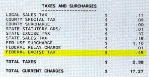 look for a line-item reading "Federal Excise Tax" in the "Taxes and Surcharges" section of your phone bill